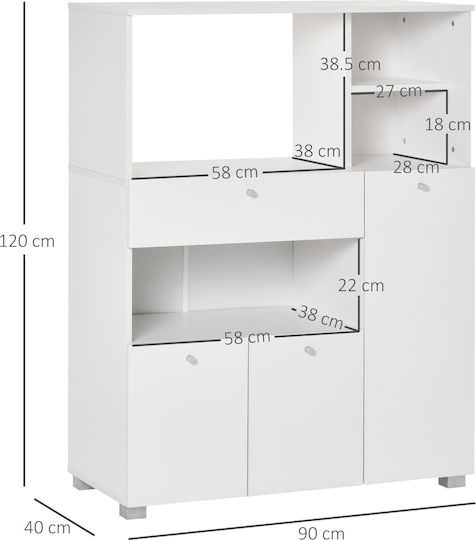 Επιδαπέδιο Ντουλάπι Λευκό 90x40x120εκ.