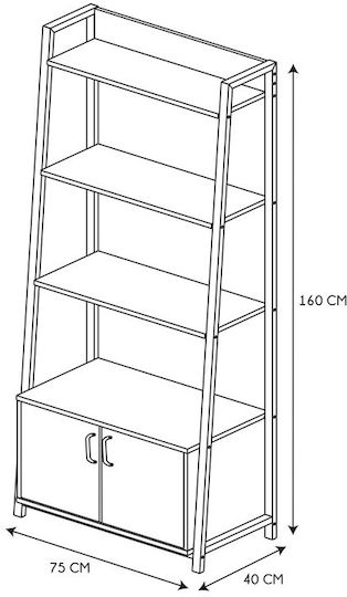 Black Bookcase 75x40x160cm