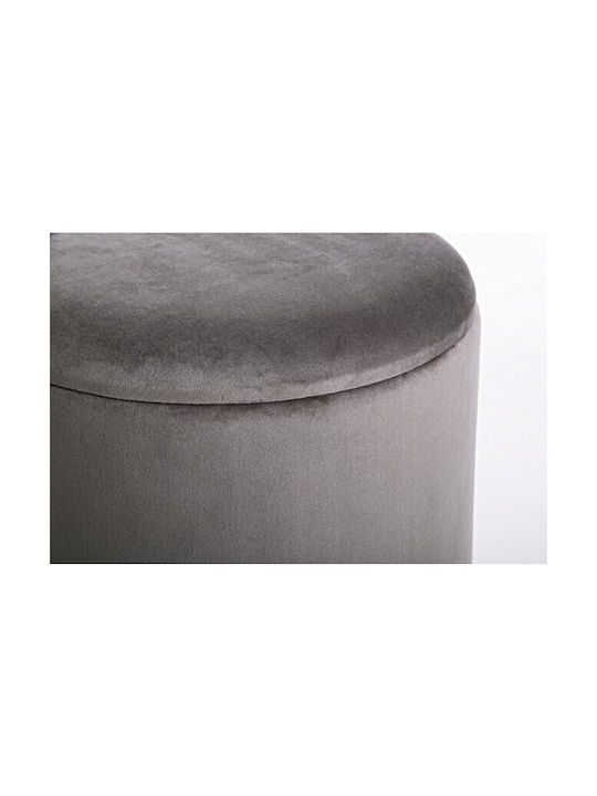 Stool For Living Room With Storage Space Upholstered with Velvet Polina Gray 34.5x34.5x45cm