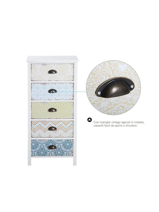Drawers Storage Wooden with 5 Drawers L46xW34xH97.5cm