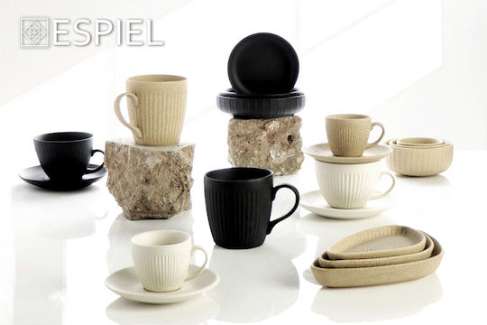 Espiel Sand Plate Desert Triangle made of Porcelain Gobi Black Sand 17.5x9.5cm