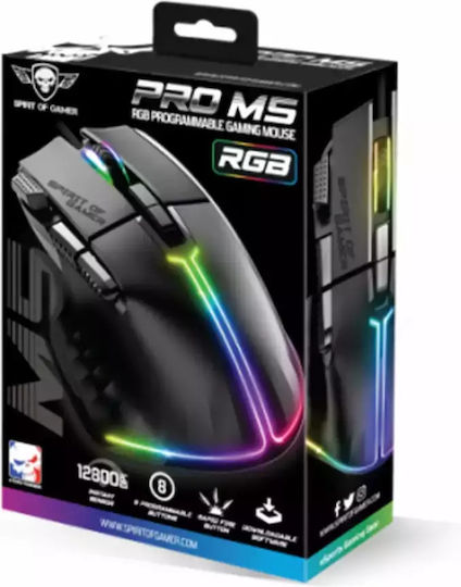 Spirit of Gamer Pro-M5 RGB Gaming Ποντίκι 12800 DPI Μαύρο