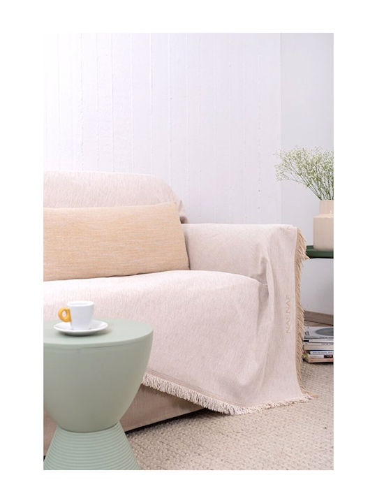 Naf Naf Three-Seater Sofa Throw Chenille 180x300cm Ecru