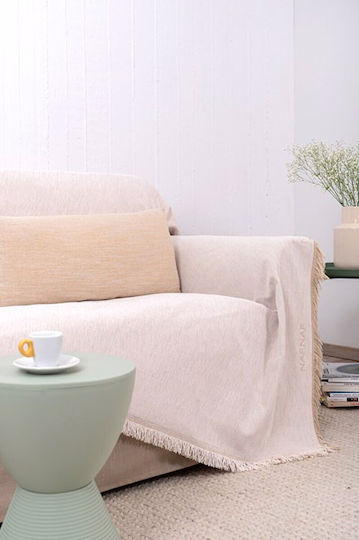 Naf Naf Three-Seater Sofa Throw Chenille 180x300cm Ecru