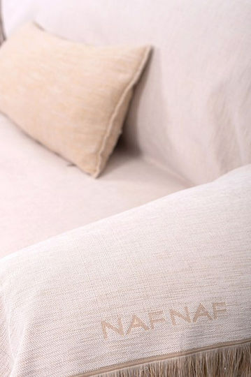Naf Naf Three-Seater Sofa Throw Chenille 180x300cm Ecru
