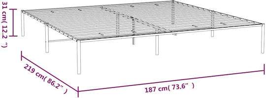 Метално Черно Легло King Size с Дъски за Матрак 183x213см