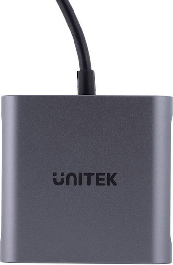 Unitek Μετατροπέας USB-C male σε HDMI 2x female Γκρι 1τμχ V1404B
