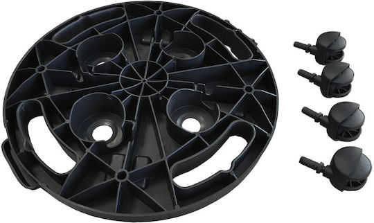 vidaXL Plastic Plant Stand Black with Wheels 30x30cm