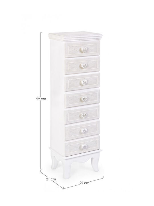 Charlene Wooden Storage Drawers with 7 Drawers Λευκό L29xW21xH99cm