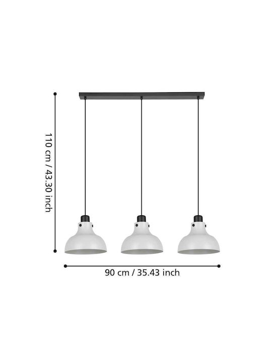 Eglo Matlock Hängelampe Dreilicht Schiene für Fassung E27 Gray