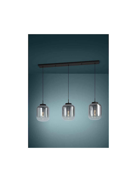 Eglo Bulciago Pendant Light Three-Light Rail for Socket E27 Black