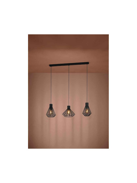 Eglo Basidano Pendant Light Three-Light Rail for Socket E27 Black