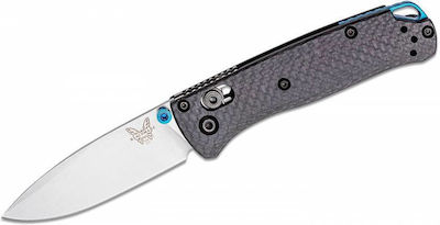 Benchmade Mini Bugout Pocket Knife Black with Blade made of Carbon Steel in Sheath