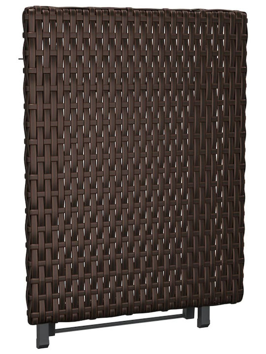 Auxiliary Outdoor Foldable Table with Rattan Surface and Metal Frame Brown 45x35x32cm
