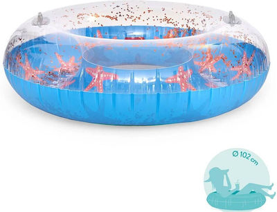 Legami Milano Starfish Kids Inflatable Floating Ring with Handles Blue with Glitter