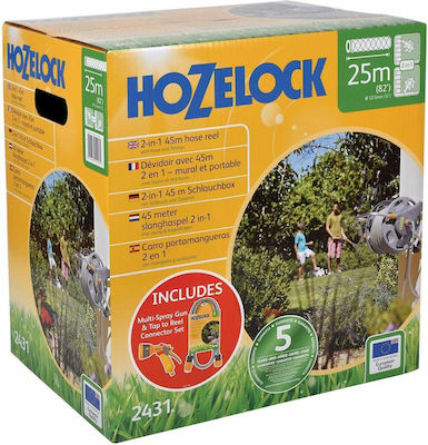 Hozelock Watering Wind Wall Mounted with Hose 25m 1/2" 00110