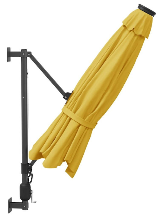 Wall Mounted Circular Aluminum Parasol Yellow Diameter 2.9xHeight 1.14m