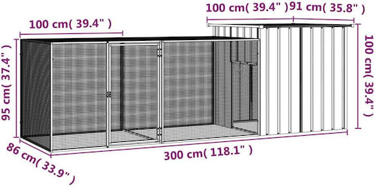 vidaXL vidaXL Galvanized Steel Poultry Coop M3 x P1 x H0.91m