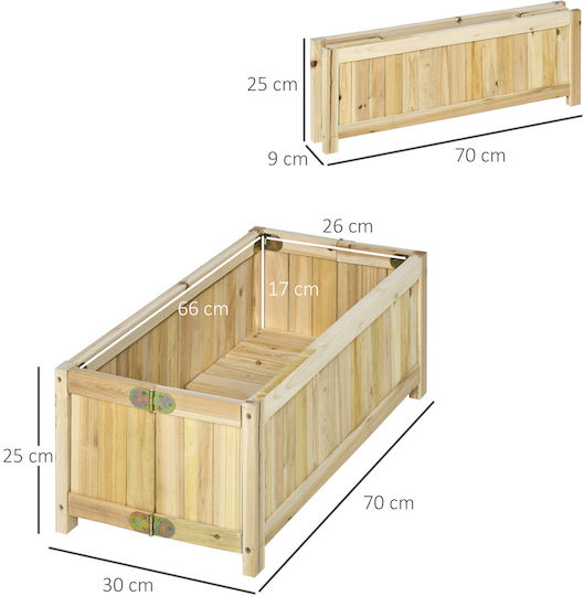 Outsunny Blumenkasten Hölzernes Beige 70x30x25cm.