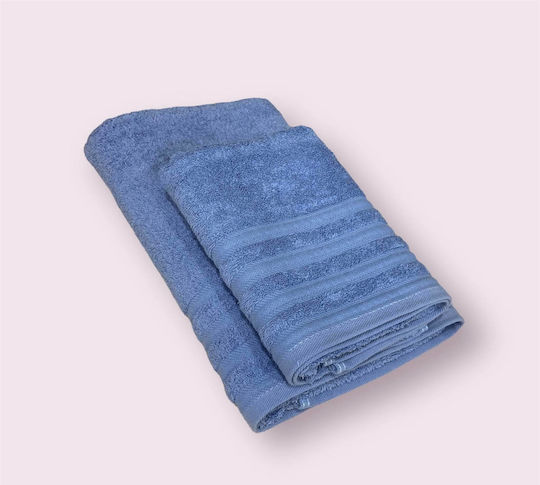 Decotelia Set of 12 Hotel Towels Face 90x50cm Light Blue Weight 500gsm