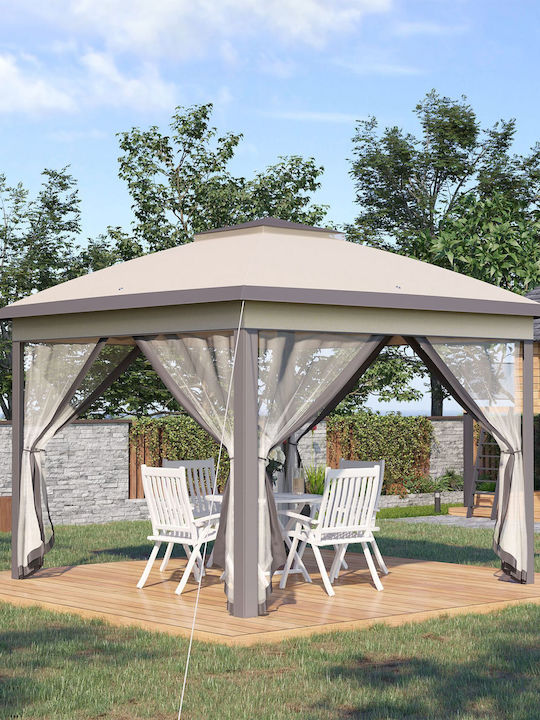 Outsunny Πτυσσόμενο Κιόσκι Κήπου Μπεζ 3.3x3.3m
