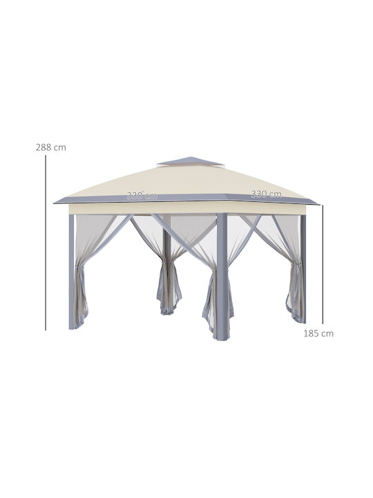 Outsunny Πτυσσόμενο Κιόσκι Κήπου Μπεζ 3.3x3.3m