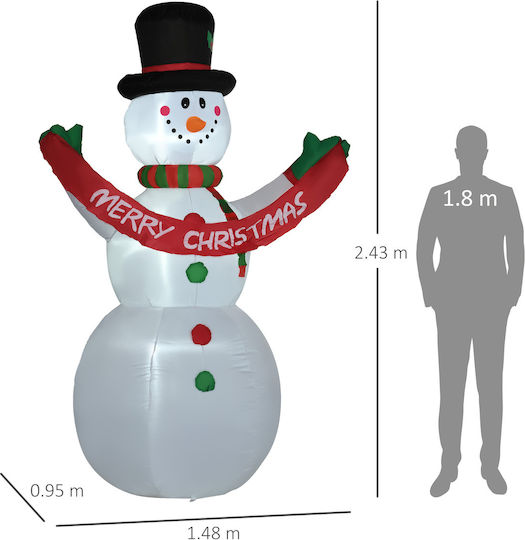 HomCom Illuminated Christmas Plastic Figure SNowman White Length 95cm
