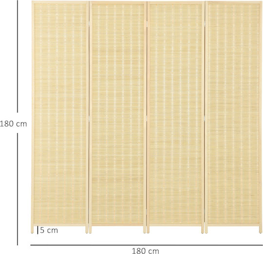 HomCom HomCom Pytossomeni Raumteiler Hölzernes mit 4 Paneelen 180cm