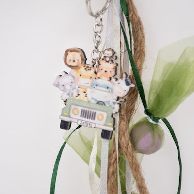 Christening Favor with Keychain made of Wood 20pcs 5x5cm