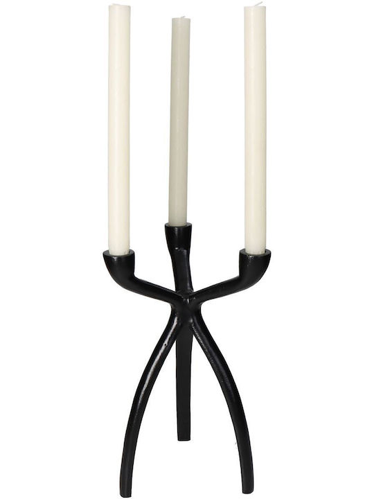 ArteLibre Candle Holder Aluminum Αλουμινένιο 3 Seats in Black Color 18x18x30.5cm 1pcs