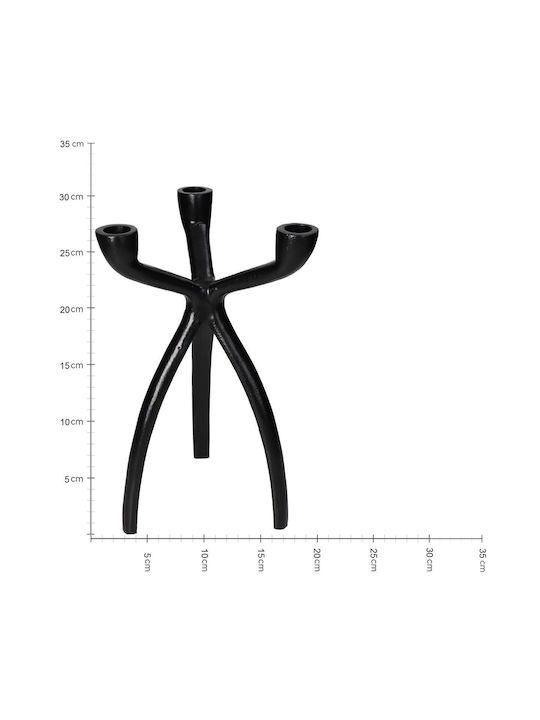 ArteLibre Candle Holder Aluminum Αλουμινένιο 3 Seats in Black Color 18x18x30.5cm 1pcs