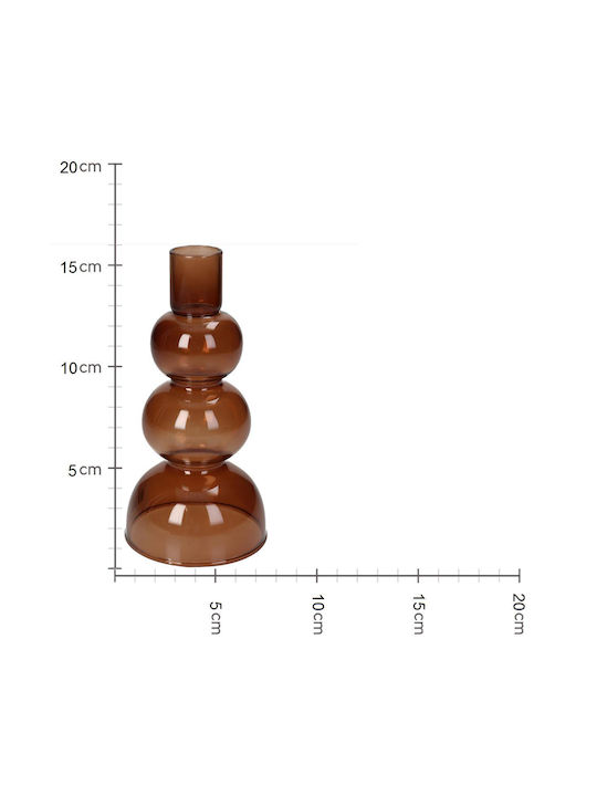 ArteLibre Candle Holder Glass Coffee 8x8x16cm 1pcs