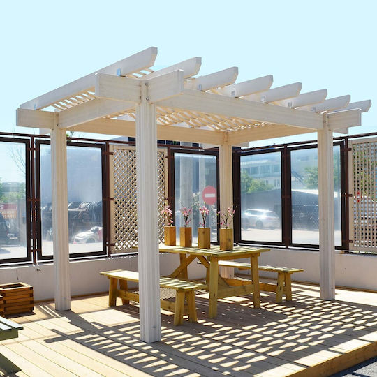 Garden Pergola WPC from Plastic with Ceiling in White Colour 300x300cm