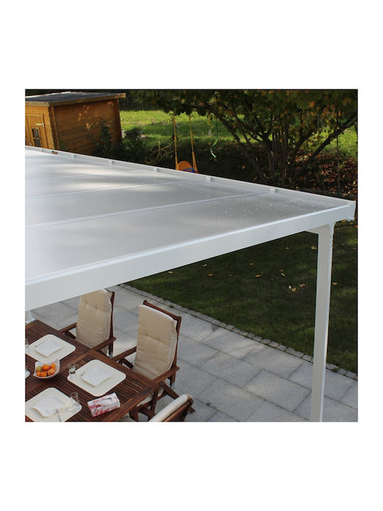 Pergolă De Grădină Din Metal Cu Tavan Alb 300x300x230cm