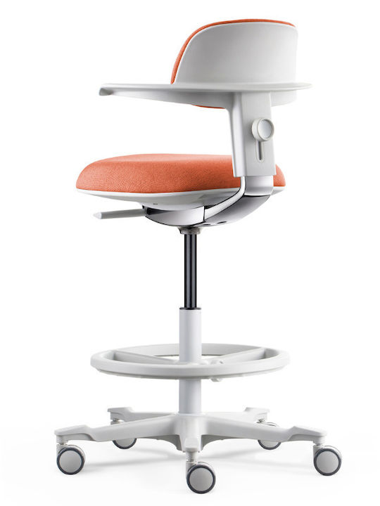 Σκαμπό Γραφείου με Πλάτη White / Orange 53x55x83.5cm