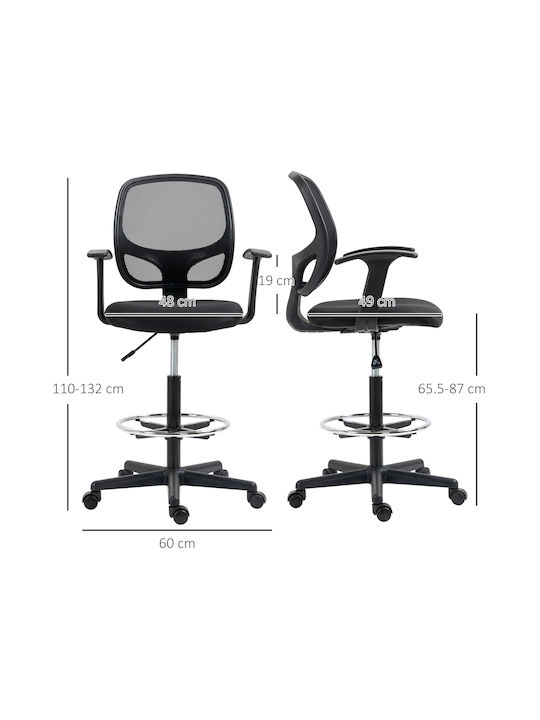 Ergonomic Office Stool with Backrest Black 60x56x110cm