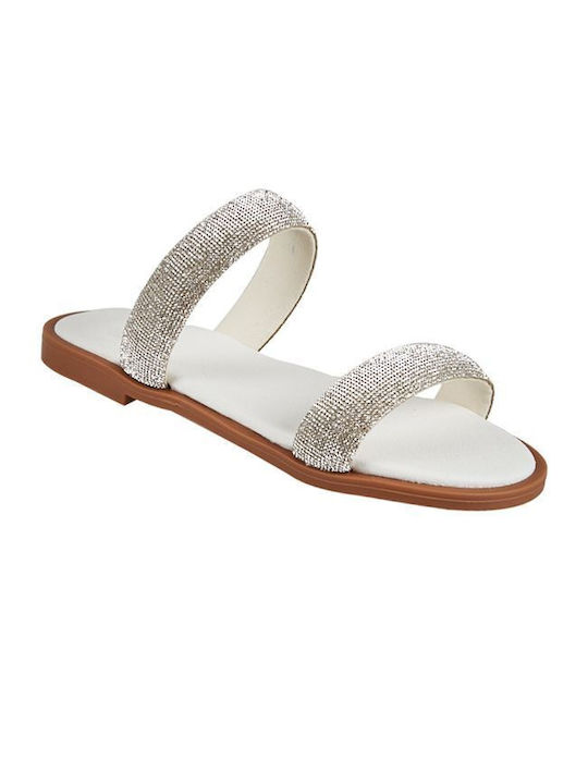 Elenross Women's Flat Sandals in White Color