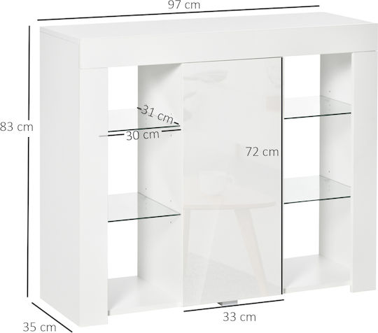Μπουφές Ξύλινος Λευκός 97x35x83cm