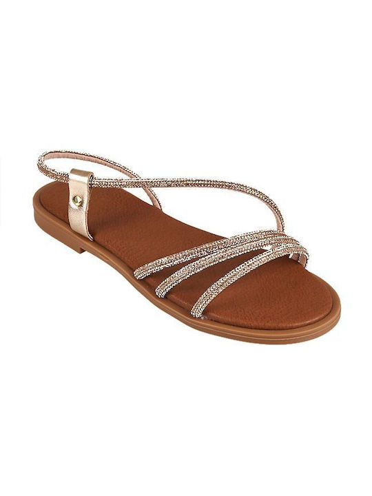 Elenross Women's Sandals with Strass Gold