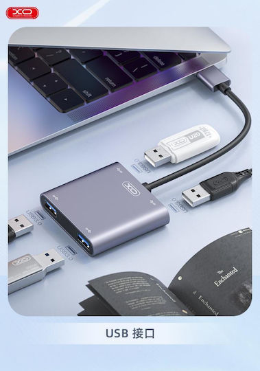 XO HUB012B Hub 4 USB 3.0 Schnittstelle mit USB-A Anschluss Silbern
