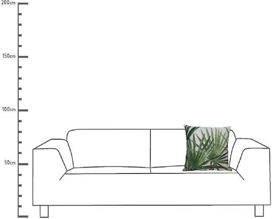 ArteLibre Sofa Cushion Pillow Leaf Palm Green 100% Cotton Green 45x45cm