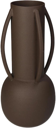 ArteLibre Βάζο Μεταλλικό Καφέ Φ11xΥ24cm