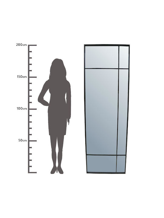 ArteLibre Wall Mirror Full Length with Black Metallic Frame 200x64.5cm 1pcs