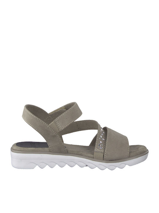 Flache Sandalen für Damen Anatomisch mit Riemen in Gray Farbe