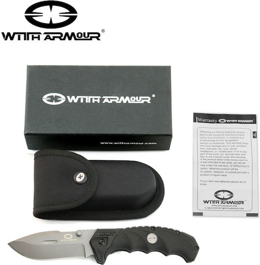 WithArmour Punisher Pocket Knife Black with Blade made of Stainless Steel in Sheath