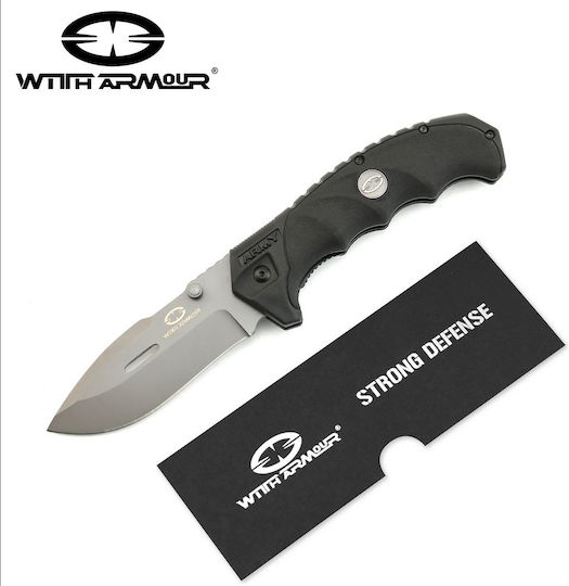 WithArmour Punisher Pocket Knife Black in Sheath
