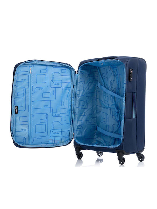 Dielle 300-60 Medium Travel Suitcase Fabric Blue with 4 Wheels Height 67cm