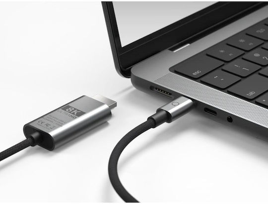 LinQ HDMI 2.1 Ultra High Speed 48Gbps 4K 120Hz HDR VRR Braided Cable HDMI male - USB-C male 2m Μαύρο