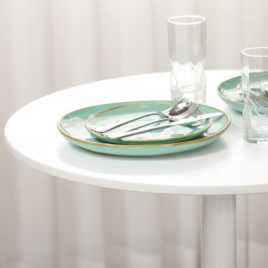 Round Table Bar Wooden with Metal Frame White 70x70x75cm