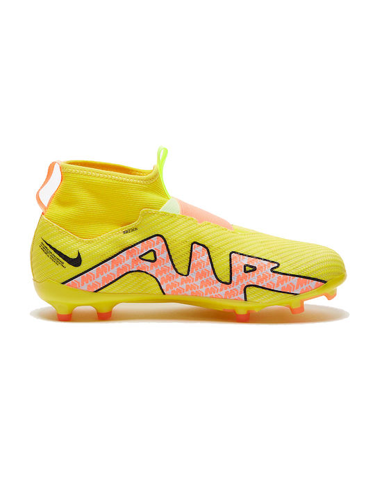 Nike Παιδικά Ποδοσφαιρικά Παπούτσια Ψηλά Zoom Mercurial Superfly 9 με Τάπες και Καλτσάκι Χωρίς Κορδόνια Κίτρινα